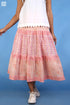 Cambric Cotton 80s Skirt In Floral Block Print