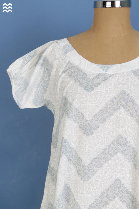 Slub Cotton Pete Top In Graphic Block Print
