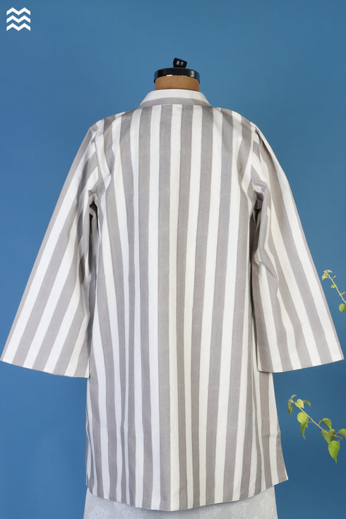 40s Cotton Corfu Jacket With Striped Block Print