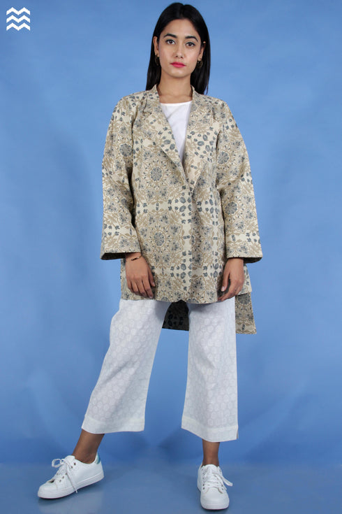 20s Cotton Corfu Jacket With Floral Block Print