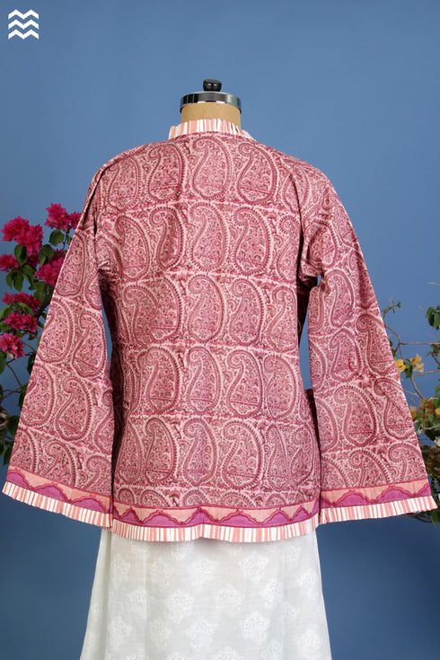 Cotton Corduroy Jacket in Paisley Block Print
