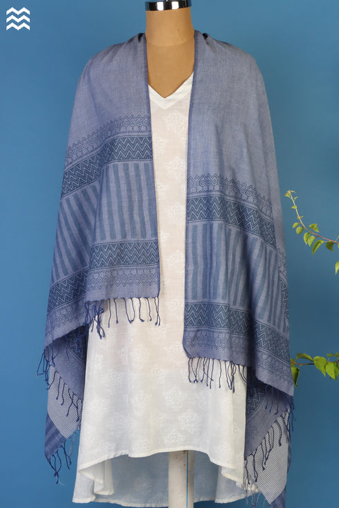 Khaadi Cotton Stole In Graphic Block Print