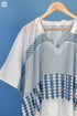 Mul Mul Cotton Poncho in Blue and White Block Prints