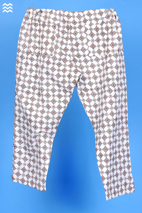 Cambric Cotton Rose Pant In Booti Block Print