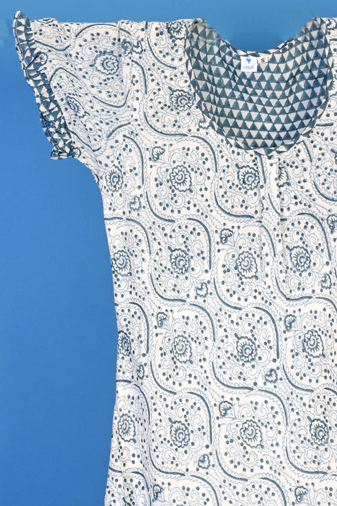 Crepe Cotton Victoria Dress In Assorted Block Print