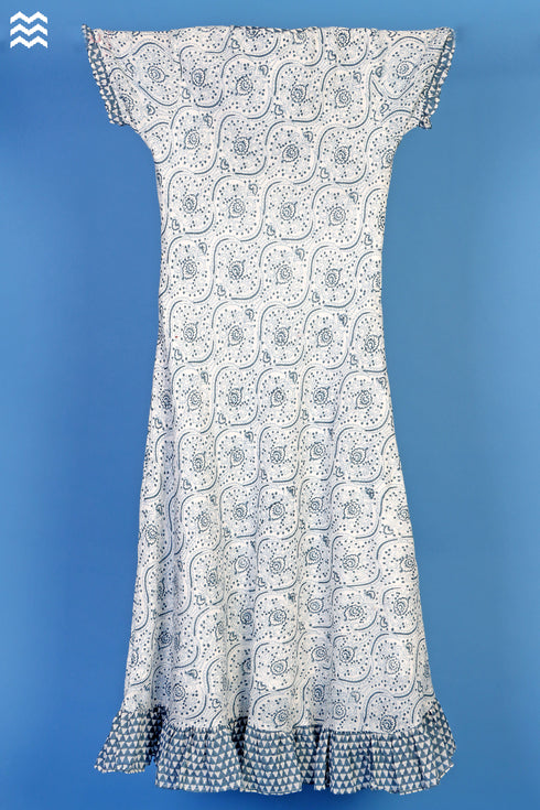 Crepe Cotton Victoria Dress In Assorted Block Print