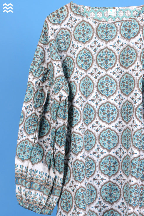 Crepe Cotton Stanley Top In Graphic Block Print