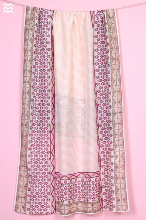 Cotton Silk Che Che Wrap In Floral Block Print