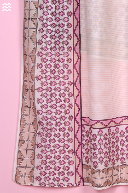 Cotton Silk Che Che Wrap In Floral Block Print