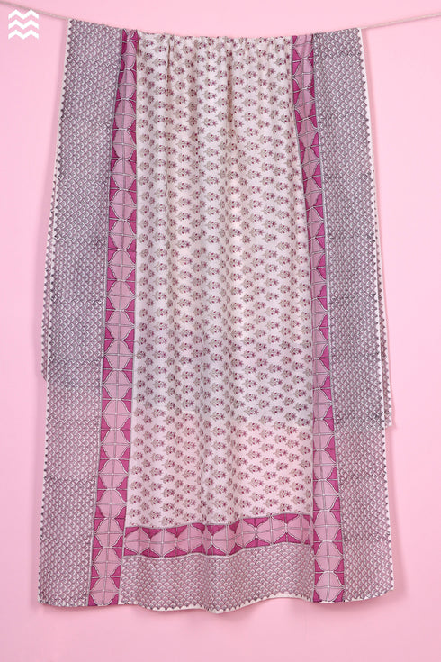 Cotton Silk Che Che Wrap In Floral Block Print