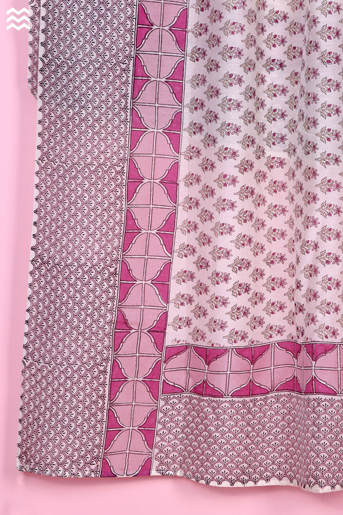 Cotton Silk Che Che Wrap In Floral Block Print