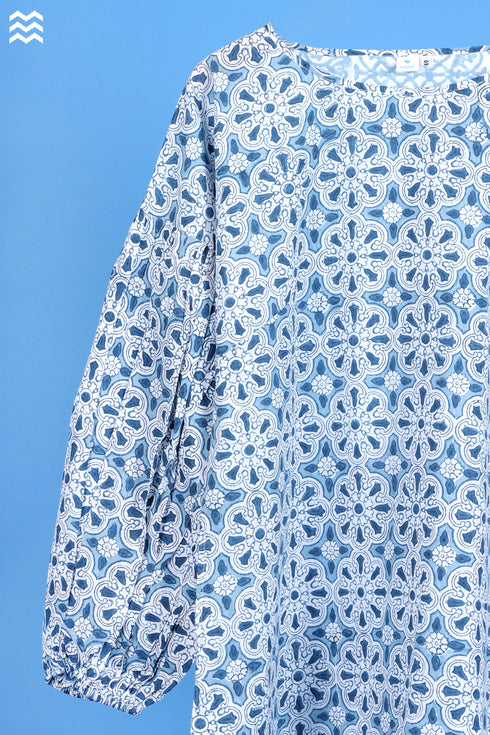Slub Cotton Stanley Top In Geometric Block Print