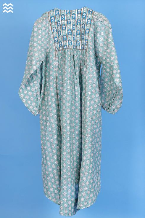 Cotton Silk Ellora Kaftan In Assorted Block Print