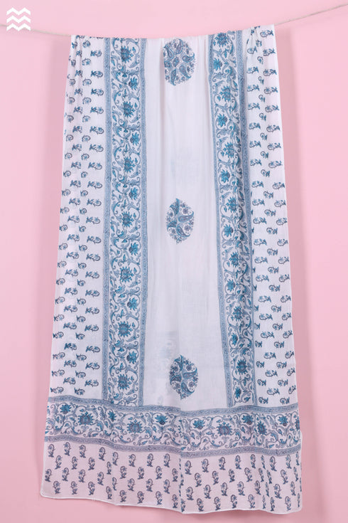 Mulmul Cotton Wrap In Floral Block Print