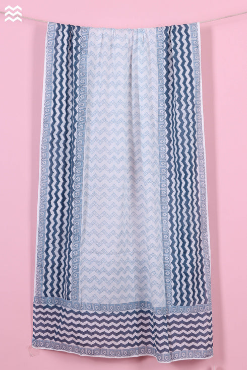 Mulmul Cotton Wrap In Graphic Block Print