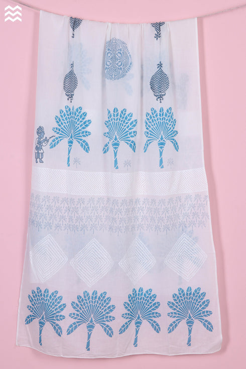 Mulmul Cotton Wrap In Graphic Block Print