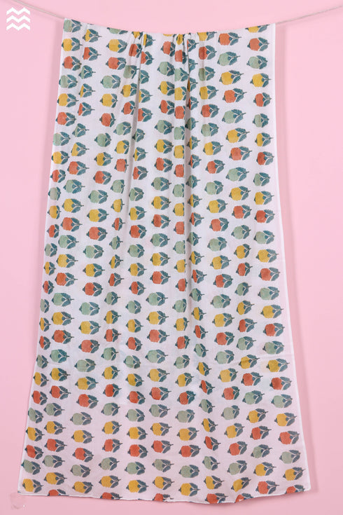 Mulmul Cotton Wrap In Floral Block Print