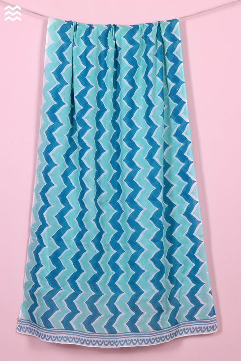 Mulmul Cotton Wrap In Zigzag Block Print