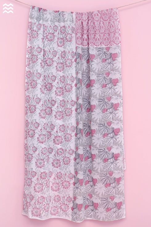 Mulmul Cotton Wrap In Floral Block Print