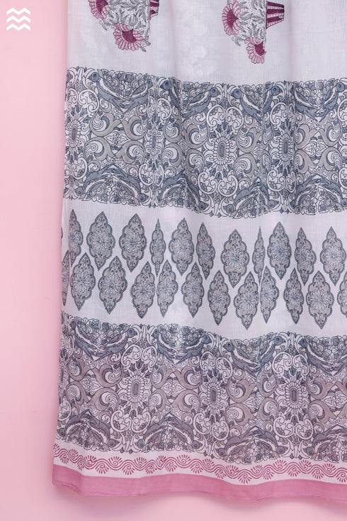 Mulmul Cotton Wrap In Floral Block Print