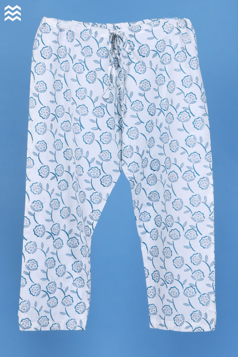 Cambric Cotton Pant In Booti Block Print