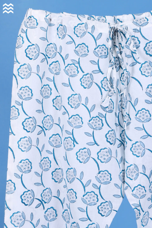 Cambric Cotton Pant In Booti Block Print