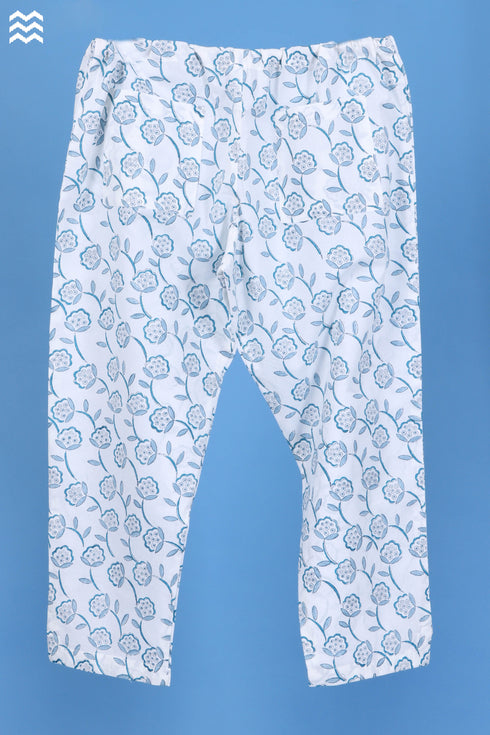 Cambric Cotton Pant In Booti Block Print