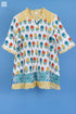 Crepe Cotton Frilly Pete Top In Floral Block Print