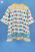 Crepe Cotton Frilly Pete Top In Floral Block Print