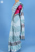 Mulmul Cotton Saree With Fall In Floral Block Print