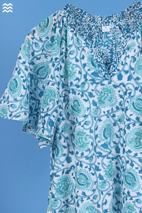 Mulmul Cotton Percy Dress In Floral Block Print