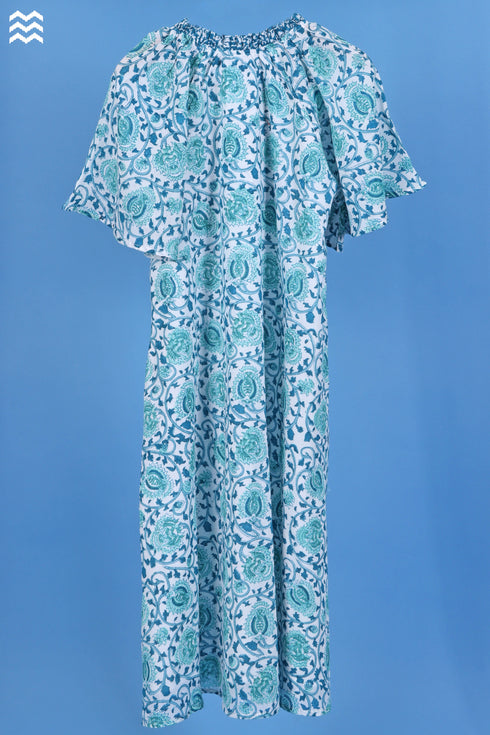 Mulmul Cotton Percy Dress In Floral Block Print