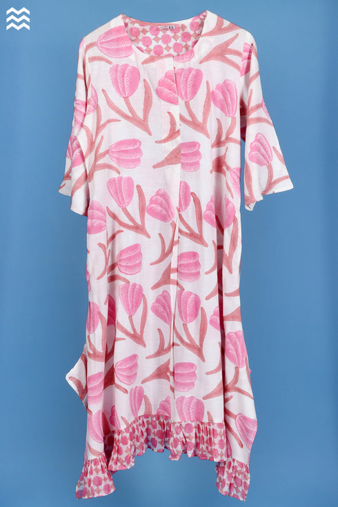 Rayon Frilly SJB Top In Floral Block Print