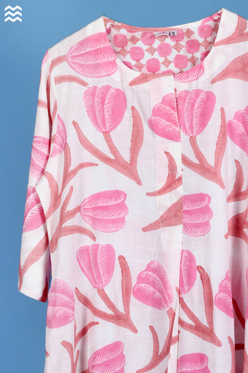 Rayon Frilly SJB Top In Floral Block Print