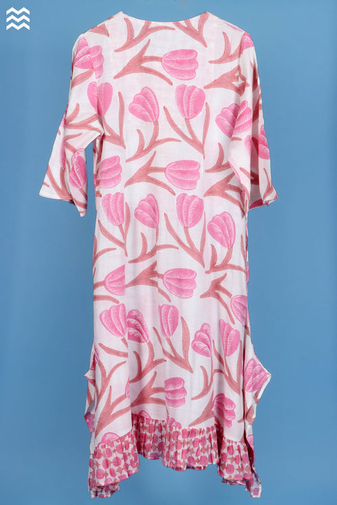 Rayon Frilly SJB Top In Floral Block Print