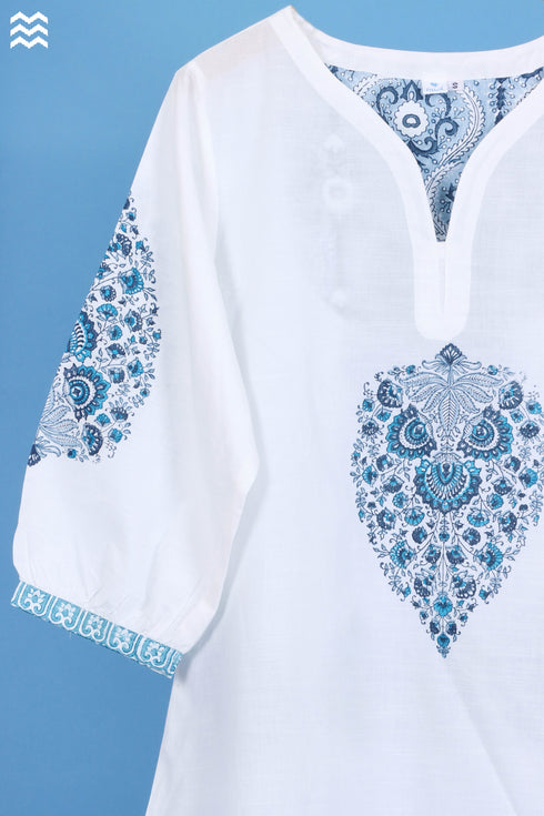 Slub Cotton Glory Top In Graphic Block Print