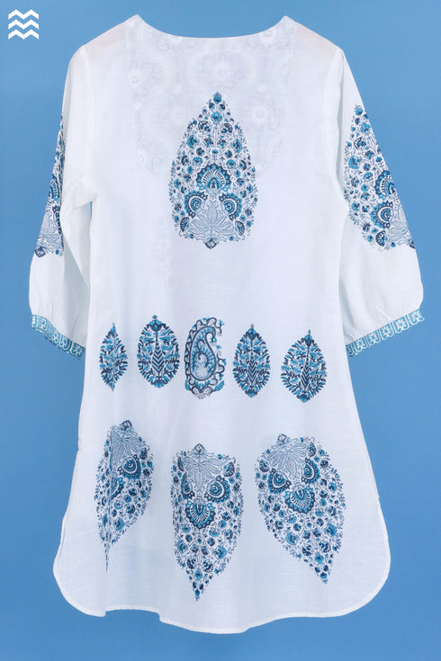 Slub Cotton Glory Top In Graphic Block Print