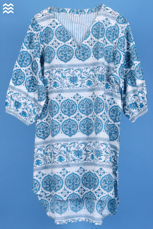 Slub Cotton Glory Top In Graphic Block Print