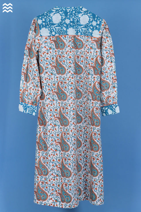 Slub Cotton Joplin Dress In Paisley Block Print