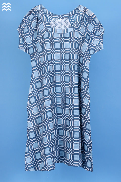 Mulmul Cotton Jelly Top In Checkered Block Print