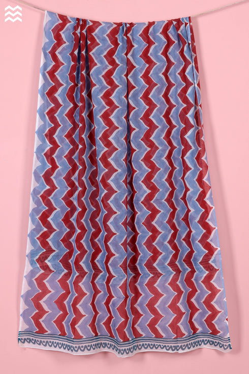 Mulmul Cotton Wrap In Zigzag Block Print