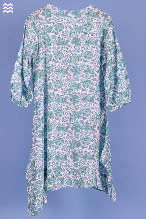 Mulmul Cotton Goat Top In Floral Block Print
