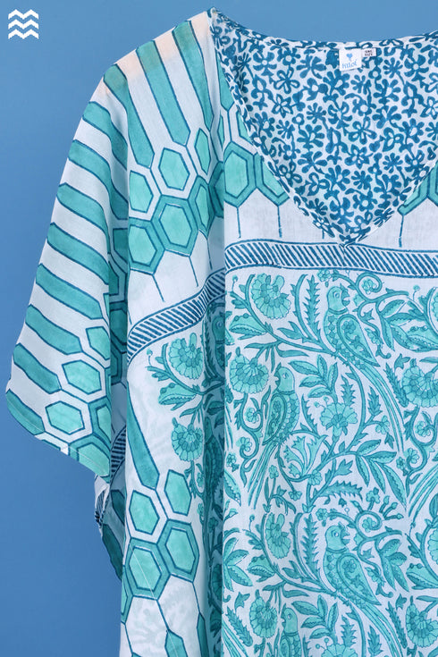Mulmul Cotton Caftan In Assorted Block Print