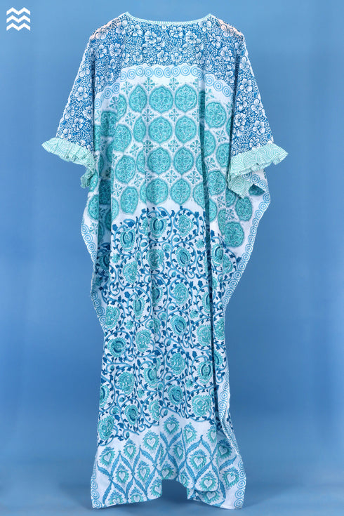 Mulmul Cotton Cher Caftan In Assorted Block Print