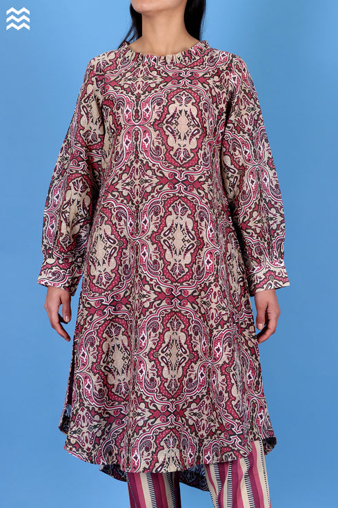 Cotton Silk Lizard Top In Graphic Print
