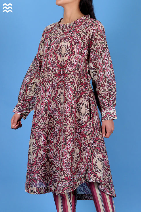 Cotton Silk Lizard Top In Graphic Print