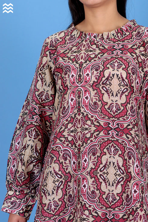 Cotton Silk Lizard Top In Graphic Print