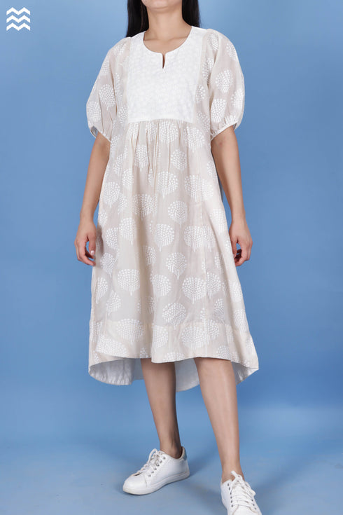Cotton Silk Ellora Kaftan In Graphic Block Print