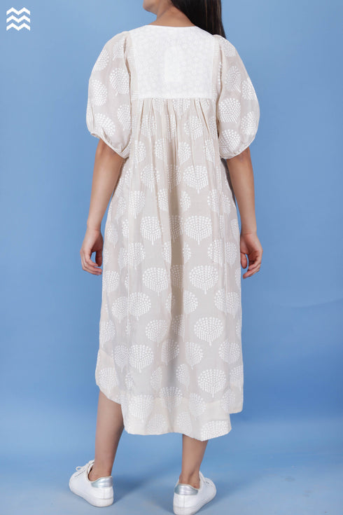 Cotton Silk Ellora Kaftan In Graphic Block Print