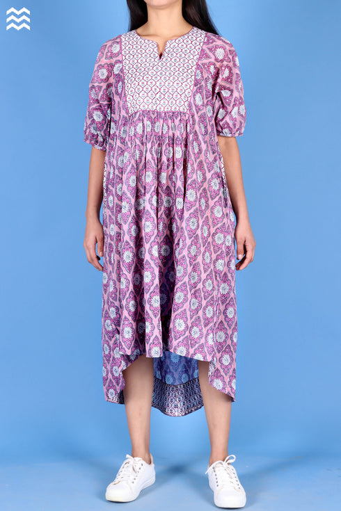 Mulmul Cotton Ellora Kaftan In Graphic Block Print